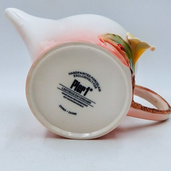 Pier 1 Imports Ladybug Daydreams Teapot 3D Lady Bug Pink Hand Painted Porcelain - Picture 8 of 10